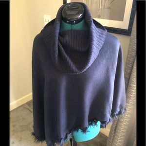 ALFANI navy blue poncho with cute trim